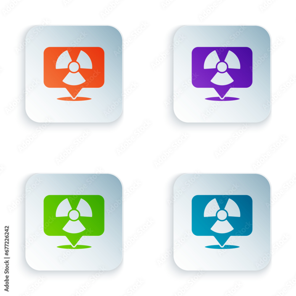 Poster color radioactive in location icon isolated on white background. radioactive toxic symbol. radiation