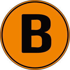 yellow circular sign with the letter B