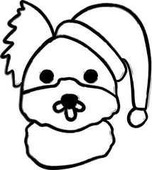 Dog muzzle Christmas drawing for decoration and design.
