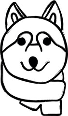 Dog muzzle Christmas drawing for decoration and design.
