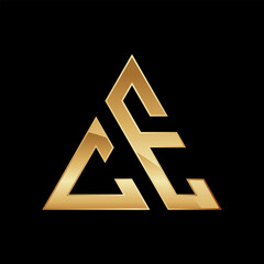 CE Letter Mark Logo, Triangle Shape Design