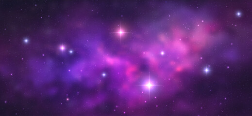 Space vector background with realistic nebula and shining stars. Magic colorful galaxy with stardust