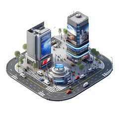 Isometric view of modern buildings in the city