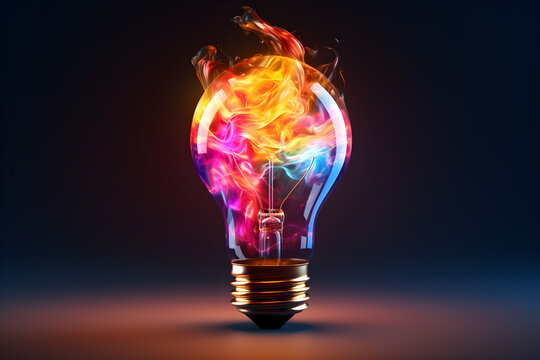 Colorful paint and colors explode from creative light bulb, representing a new idea and brainstorming concept,