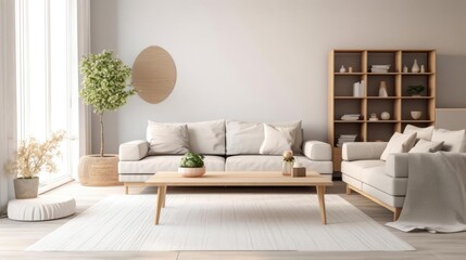 Fototapeta premium Interior of modern living room with sofas and coffee table 