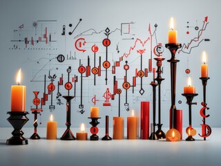 Crypto market trading ups and down concept with candels 