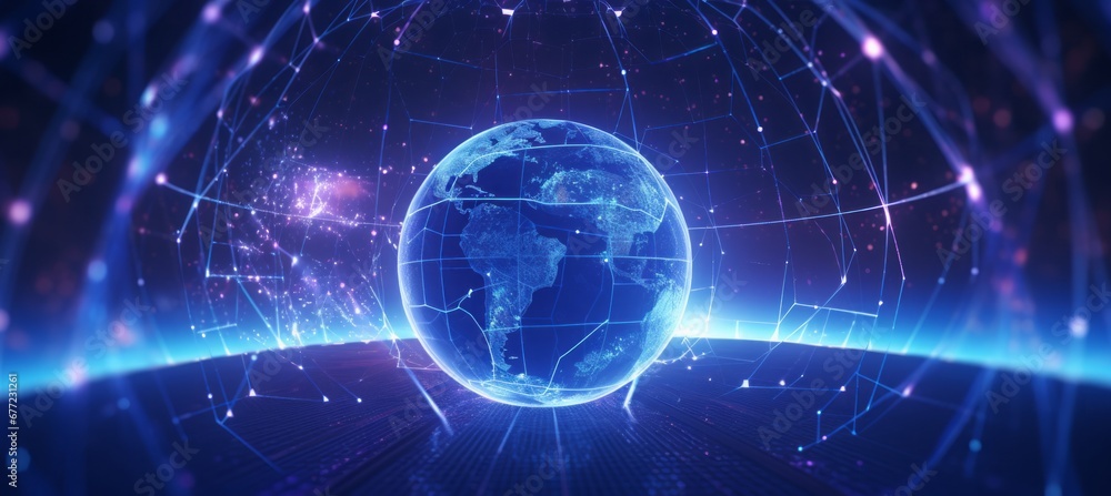Aufkleber a network globe interconnects all cities through an innovative global network of iot, paving the way