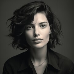 Naklejka premium black and white portrait of a woman