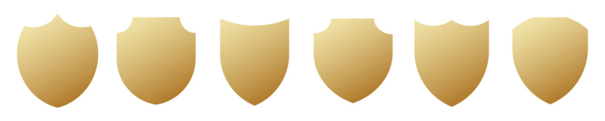 Icon shield gold premium vector. Protection secure golden shield vector sign. Security and privacy symbol. - obrazy, fototapety, plakaty
