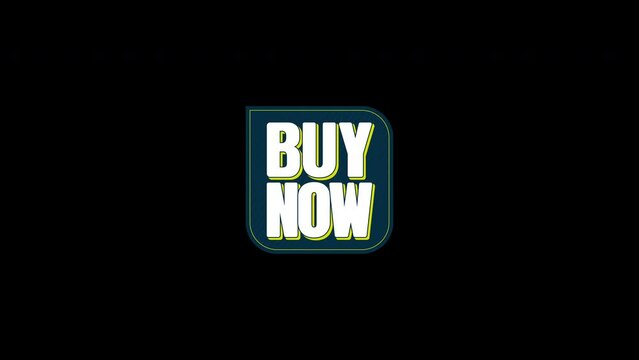 Buy now animation text with shape transparent background