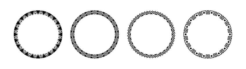 Africa tribal round frame vector design. Circle border african circle decoration - obrazy, fototapety, plakaty