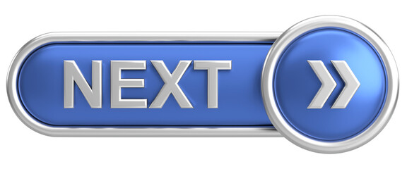 Next button. Continue button. 3D illustration.