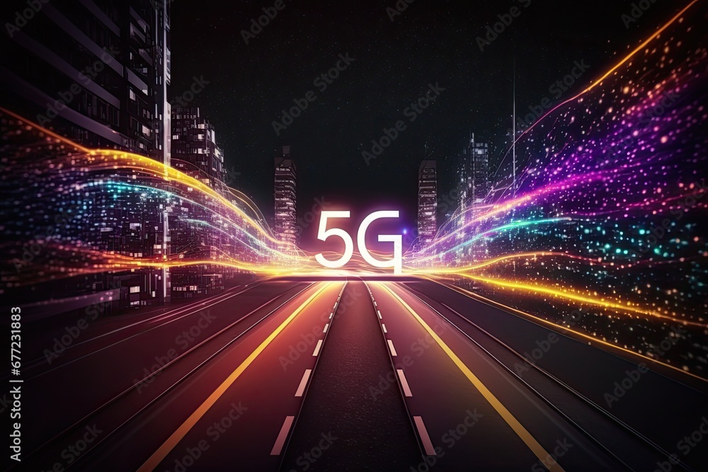 Poster 5g high speed internet technology, digital data transfer. generative ai