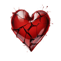 broken heart with broken glass, PNG