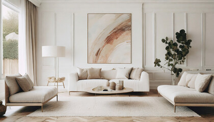 Minimal Marvel, Scandinavian minimalist haven—sparse decor, neutral tones, and thoughtful design in the living room.