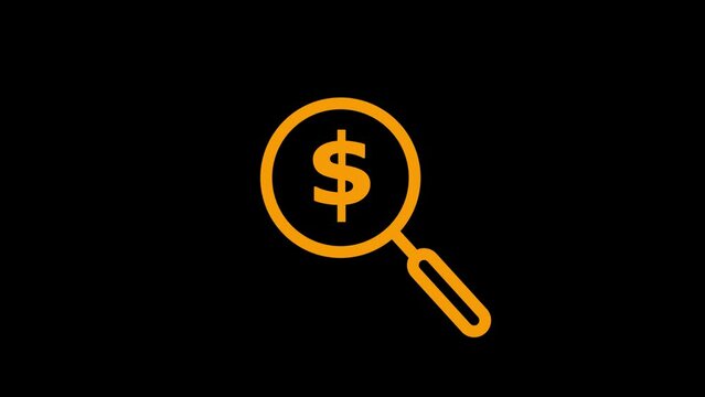Search Magnifying glass icon on dollar sign animation.