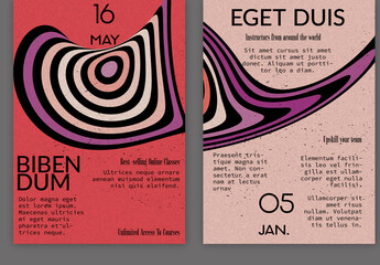 Flyer A4 Retro Colored Grunge Textured Striated Abstract Shape