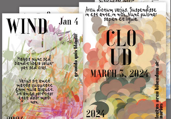 A4 Flyer With Transparent Overlapping Shapes Creating Vector Watercolor Effect Art Event Template