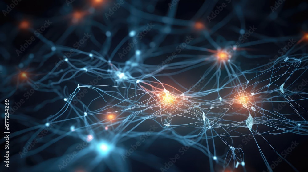 Poster neural connection bright lights synapses