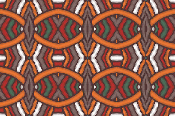 Fabric ethnic tribal pattern art. Ethnic ikat seamless pattern. American and Mexican style. Design for background, wallpaper, illustration, fabric, clothing, carpet, textile, batik, embroidery.