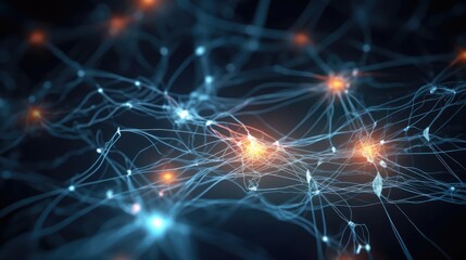 Fototapeta premium Neural connection bright lights synapses