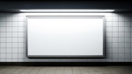Mockup blank white sign in underground subway 