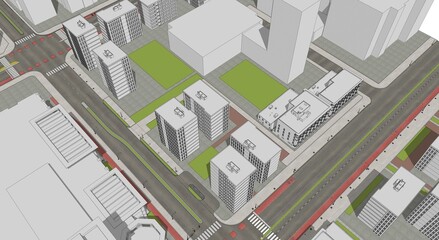 Aerial View of a Residential High Rise Building, Modern Skyscraper Buildings 3D Rendering