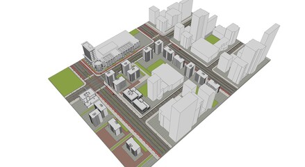 Axonometric View of a Residential High Rise Building, Modern Skyscraper Buildings 3D Rendering