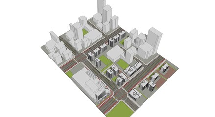Fototapeta premium Axonometric View of a Residential High Rise Building, Modern Skyscraper Buildings 3D Rendering