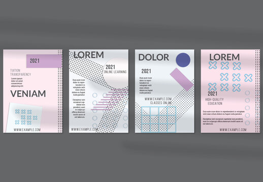 Flyer Layout with Paper Cut Layered Simple Geometric Shapes