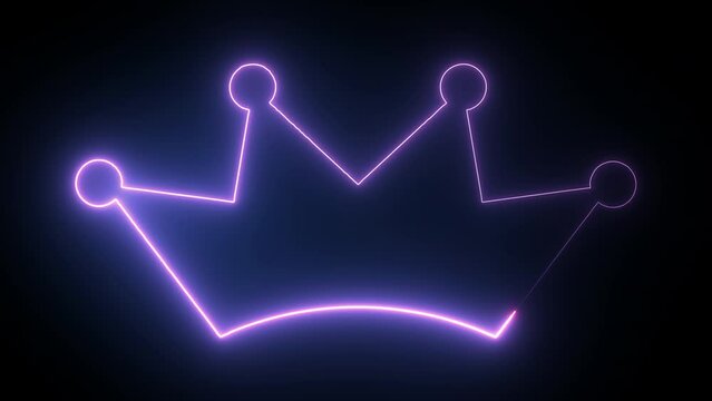 Hyperrealistic animated Neon Crown in trendy stylish colors. Futuristic technology - 4k