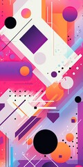 Obraz premium artistic abstract background, pop art geometry in bright tone color shape and pattern, purple white, blue, orange, black, Generative Ai