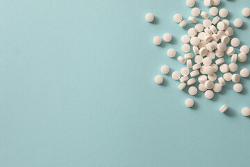 pills on a blue background