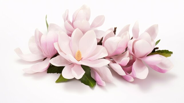 fresh magnolia flower bouquet on white background