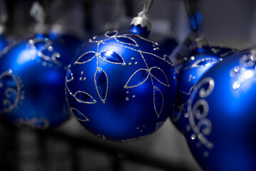 New Year's toys. Balls for the Christmas tree. Christmas mood.