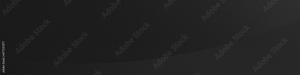 Poster dark abstract digital wave background. black chrome lines geometric banner with futuristic curve gra