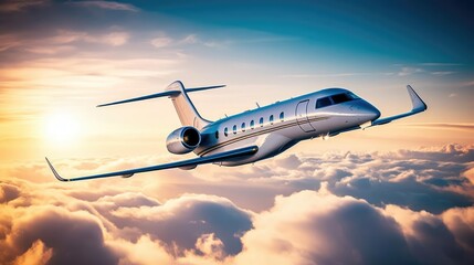 Private jet in flight 