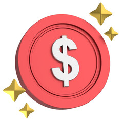 3D dollar coin. 3D illustration.