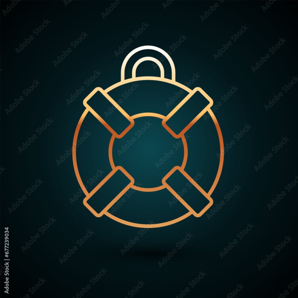 Canvas Prints gold line lifebuoy icon isolated on dark blue background. lifebelt symbol. vector