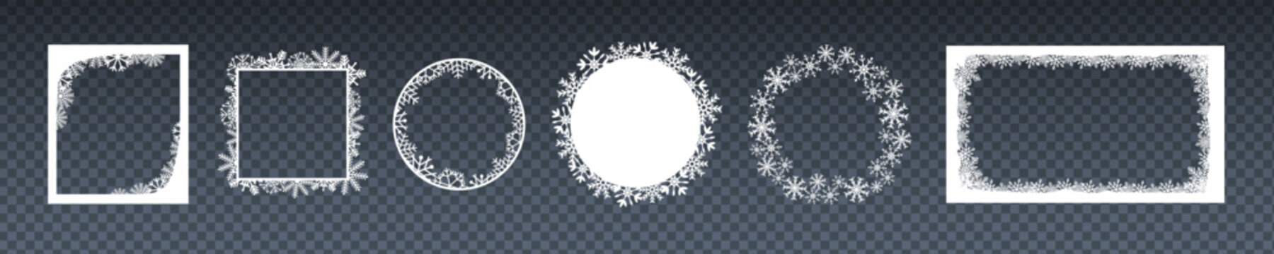 Snowflake photo frame vector design. Ice cartoon vector border