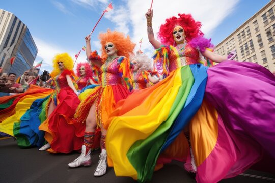 Drag queens on a parade float