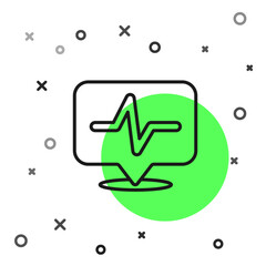 Black line Heart rate icon isolated on white background. Heartbeat sign. Heart pulse icon. Cardiogram icon. Vector