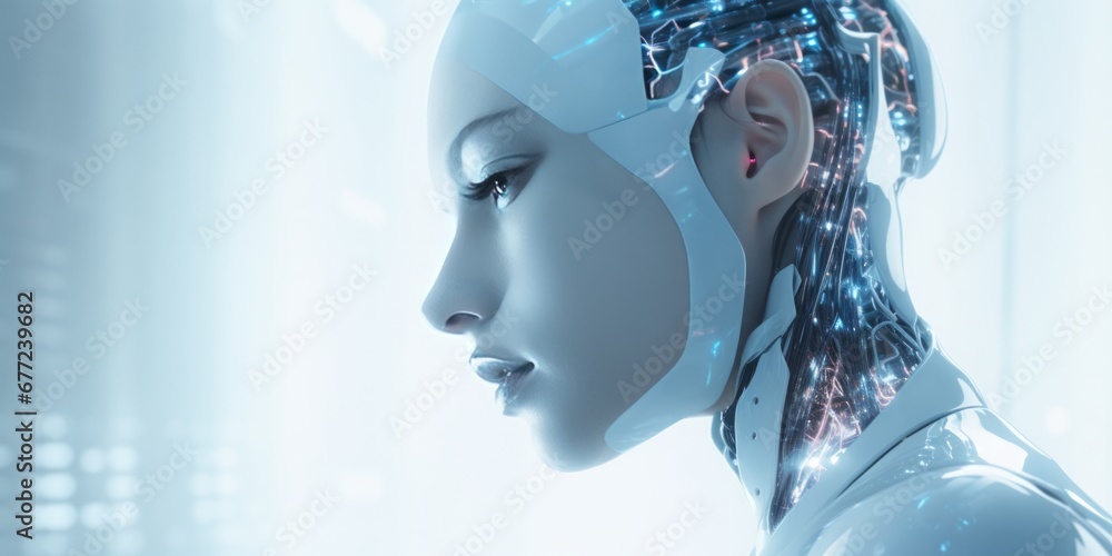 Poster smart artificial intelligence technology takes center stage in a futuristic backdrop, showcasing tec
