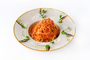 italian food. spaghetti on a white background