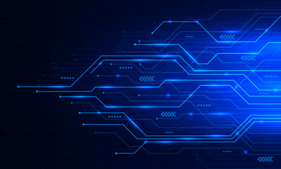 Digital Data moving on Circuit Board and CPU backgrounds. Computer Processing and organizing data. Abstract high tech Artificial intelligence (AI), data mining, modern computer technology surface