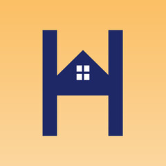 Fototapeta na wymiar Alphabet letter H + home design