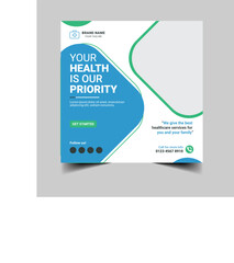 Naklejka na ściany i meble Medical health care social media post square flyer design template Vector