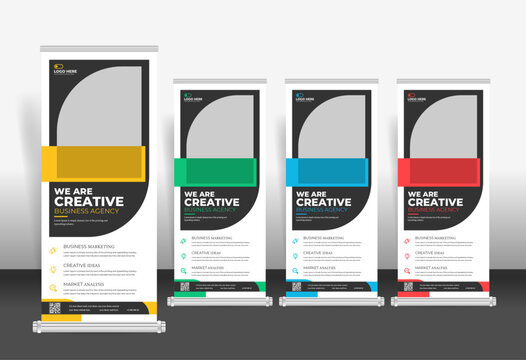 Professional creative roll-up banner, corporate business roll up banner design, marketing agency banner stand design
