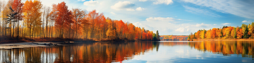 Beautiful autumn landscape. autumn forest lake.