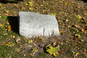 isolated flat top boulder on the ground